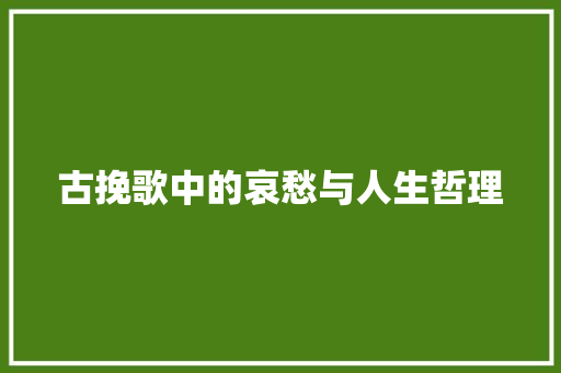 古挽歌中的哀愁与人生哲理