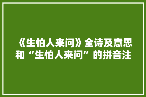 《生怕人来问》全诗及意思和“生怕人来问”的拼音注释