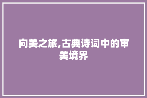 向美之旅,古典诗词中的审美境界