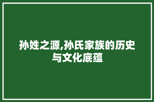 孙姓之源,孙氏家族的历史与文化底蕴