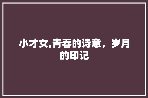 小才女,青春的诗意，岁月的印记