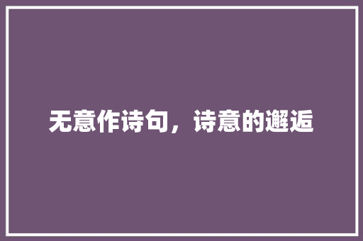 无意作诗句，诗意的邂逅
