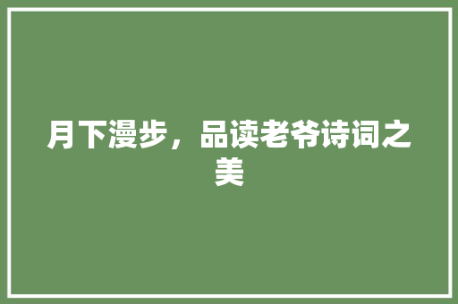 月下漫步，品读老爷诗词之美