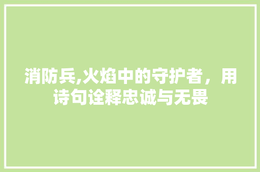 消防兵,火焰中的守护者，用诗句诠释忠诚与无畏