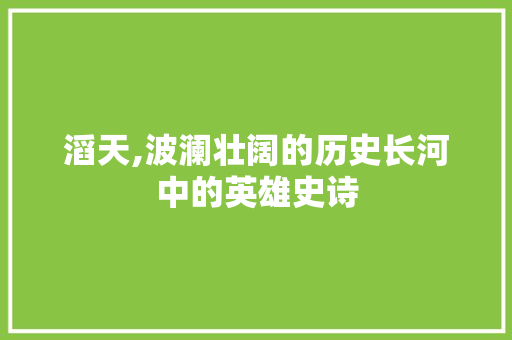 滔天,波澜壮阔的历史长河中的英雄史诗