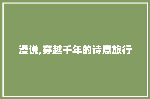 漫说,穿越千年的诗意旅行