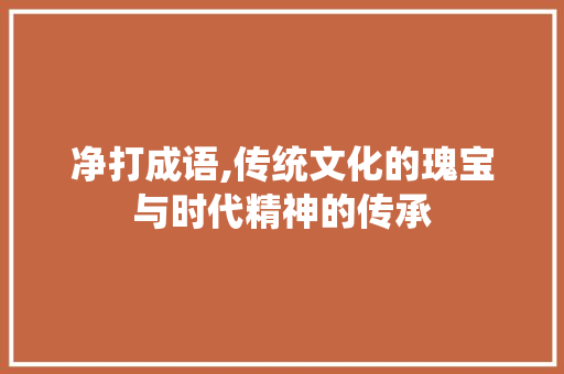 净打成语,传统文化的瑰宝与时代精神的传承