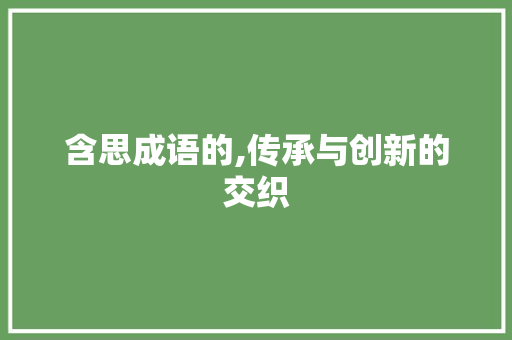 含思成语的,传承与创新的交织