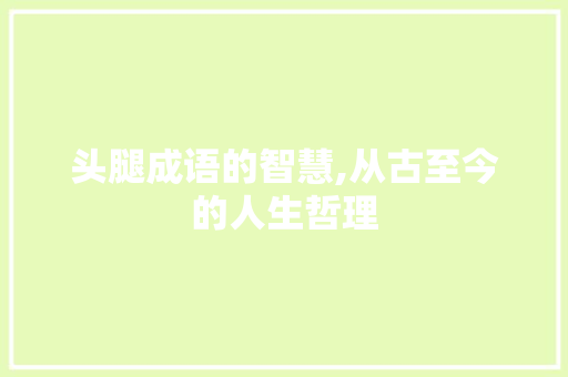 头腿成语的智慧,从古至今的人生哲理 诗词鉴赏