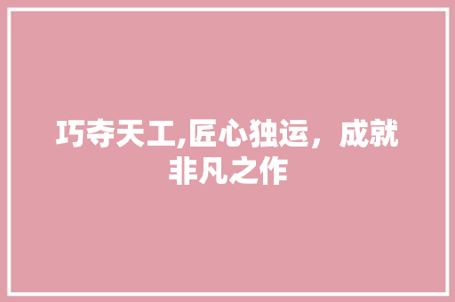 巧夺天工,匠心独运，成就非凡之作