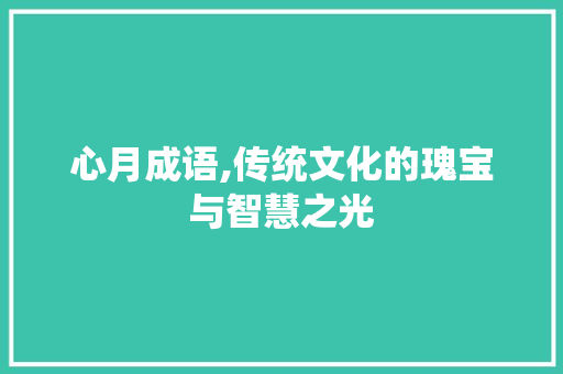 心月成语,传统文化的瑰宝与智慧之光 诗词应用
