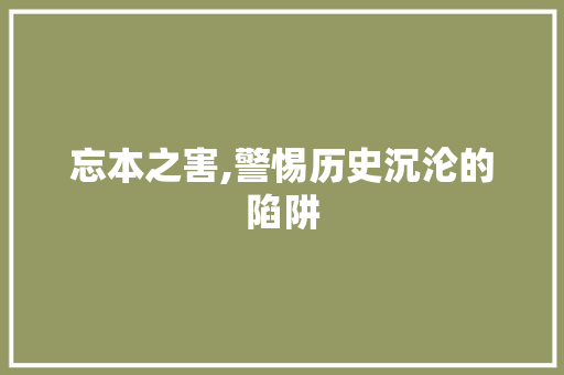 忘本之害,警惕历史沉沦的陷阱