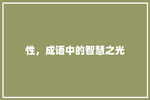 性，成语中的智慧之光 会议纪要