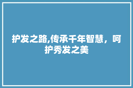 护发之路,传承千年智慧，呵护秀发之美 诗词鉴赏