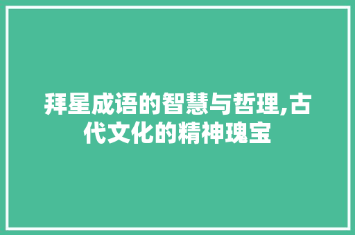 拜星成语的智慧与哲理,古代文化的精神瑰宝
