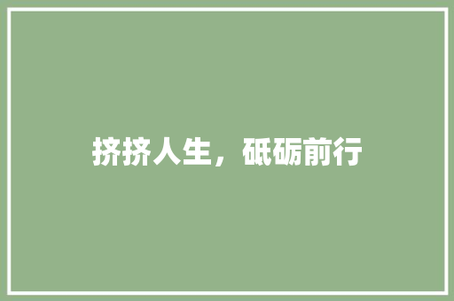 挤挤人生，砥砺前行