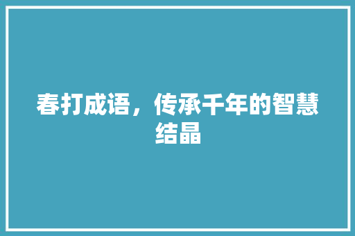 春打成语，传承千年的智慧结晶