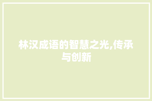 林汉成语的智慧之光,传承与创新
