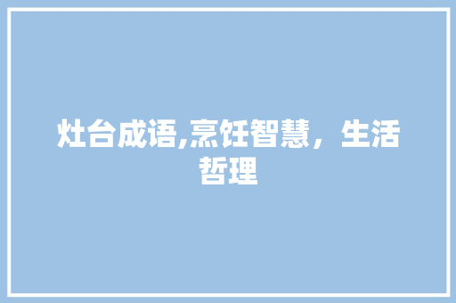 灶台成语,烹饪智慧，生活哲理