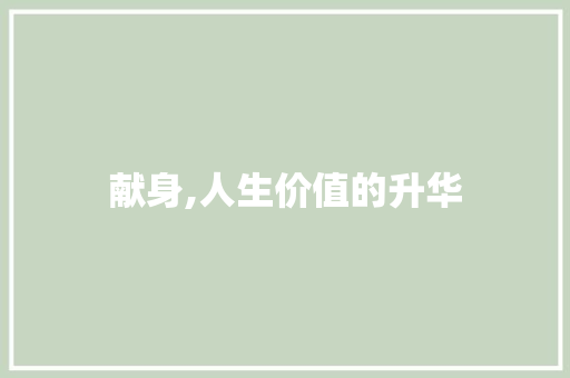 献身,人生价值的升华