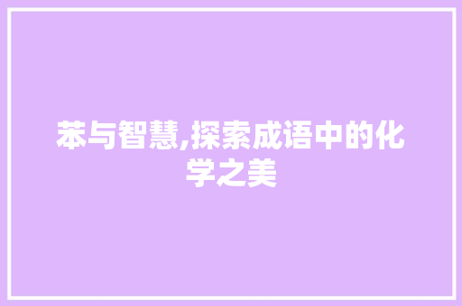 苯与智慧,探索成语中的化学之美 诗词体裁