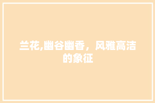 兰花,幽谷幽香，风雅高洁的象征