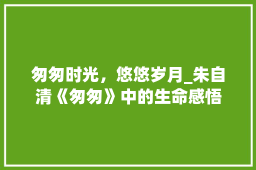 匆匆时光，悠悠岁月_朱自清《匆匆》中的生命感悟