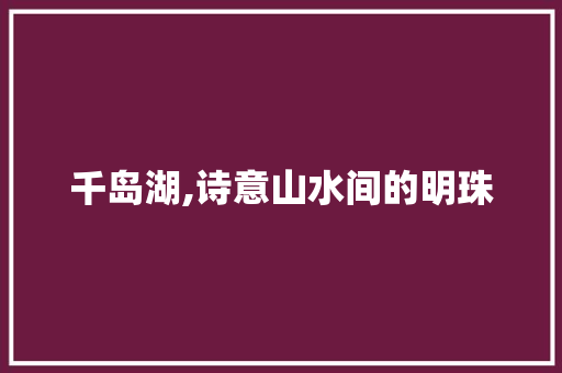 千岛湖,诗意山水间的明珠 项目报告
