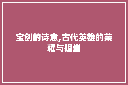 宝剑的诗意,古代英雄的荣耀与担当