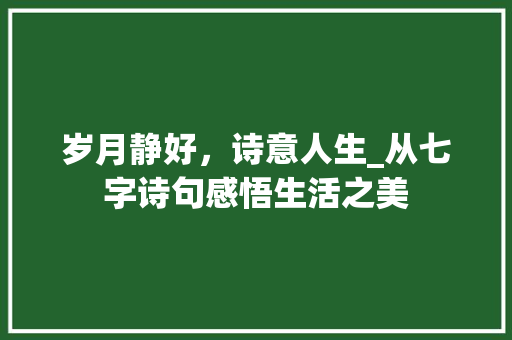 岁月静好，诗意人生_从七字诗句感悟生活之美 职场写作