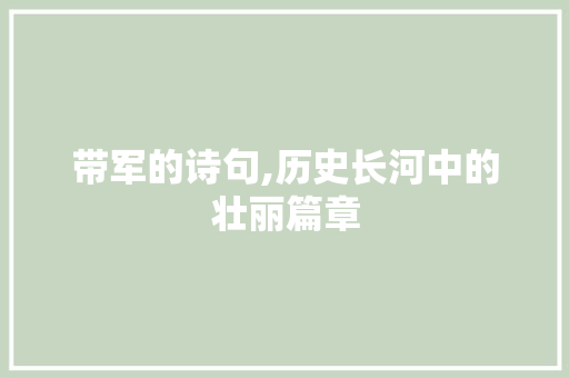 带军的诗句,历史长河中的壮丽篇章