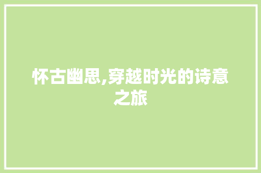 怀古幽思,穿越时光的诗意之旅 诗词应用
