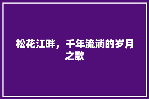 松花江畔，千年流淌的岁月之歌
