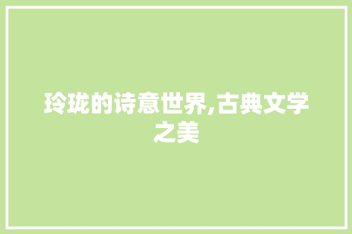 玲珑的诗意世界,古典文学之美