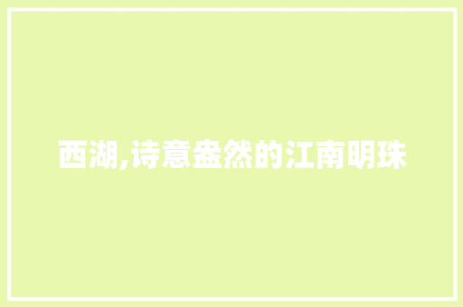 西湖,诗意盎然的江南明珠