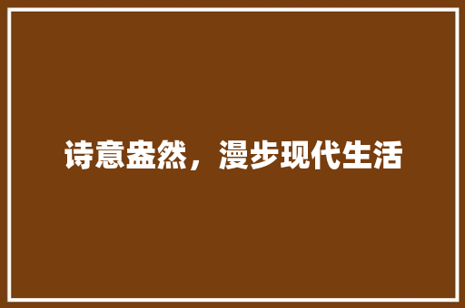 诗意盎然，漫步现代生活