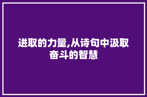 进取的力量,从诗句中汲取奋斗的智慧