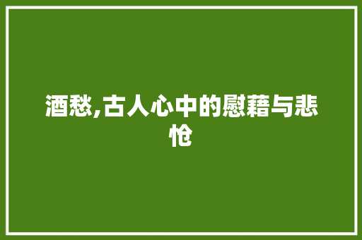 酒愁,古人心中的慰藉与悲怆 会议纪要