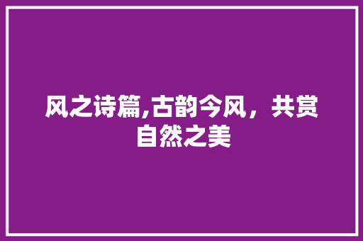风之诗篇,古韵今风，共赏自然之美