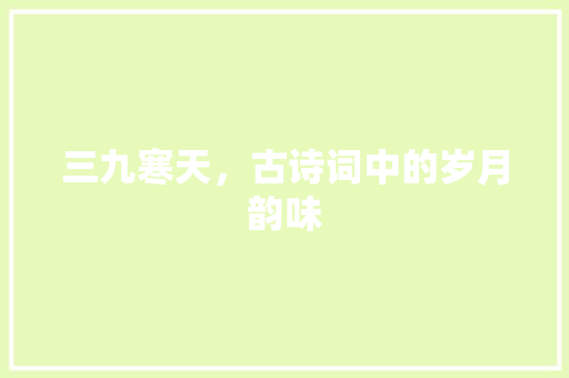 三九寒天，古诗词中的岁月韵味