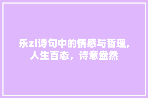 乐zi诗句中的情感与哲理,人生百态，诗意盎然