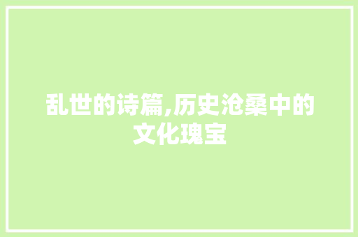 乱世的诗篇,历史沧桑中的文化瑰宝