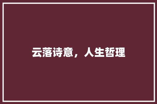 云落诗意，人生哲理 项目报告