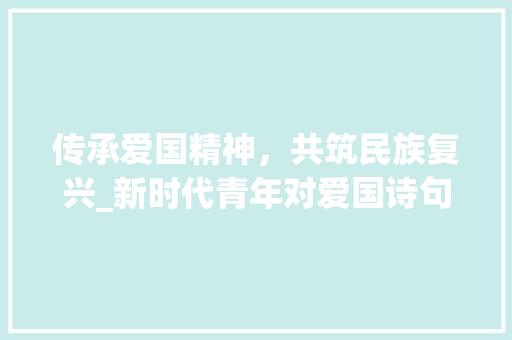传承爱国精神，共筑民族复兴_新时代青年对爱国诗句的诠释与方法 工作总结