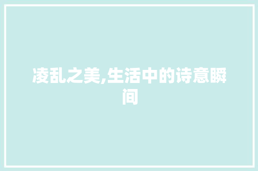 凌乱之美,生活中的诗意瞬间