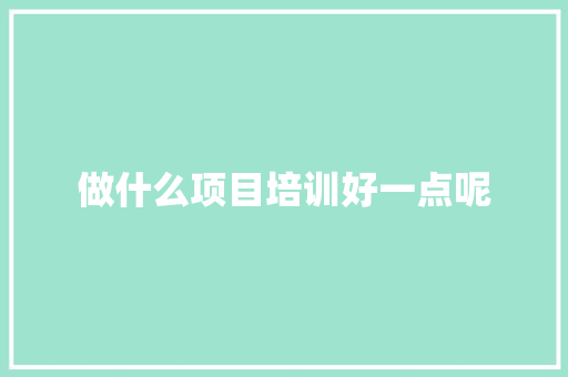 做什么项目培训好一点呢