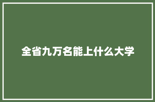 全省九万名能上什么大学