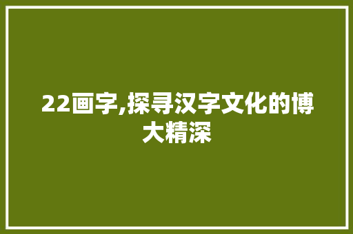 22画字,探寻汉字文化的博大精深