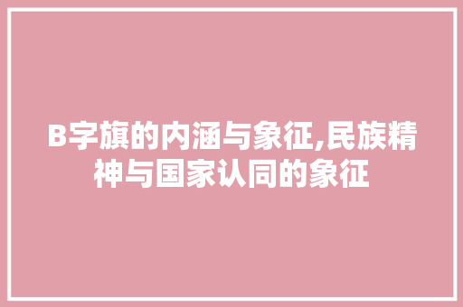 B字旗的内涵与象征,民族精神与国家认同的象征