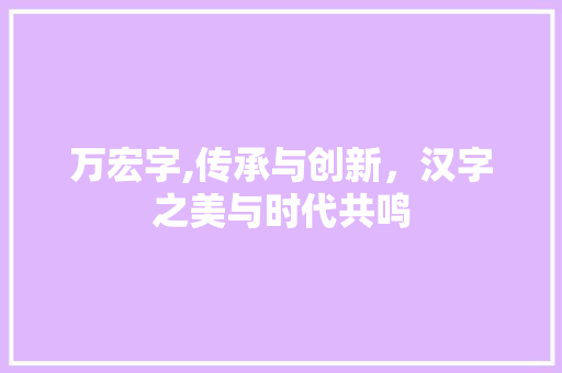 万宏字,传承与创新，汉字之美与时代共鸣